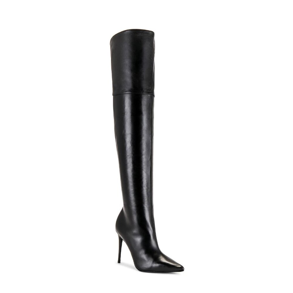 Black Suede Studio | Lola Calfskin Leather Over the Knee Boots